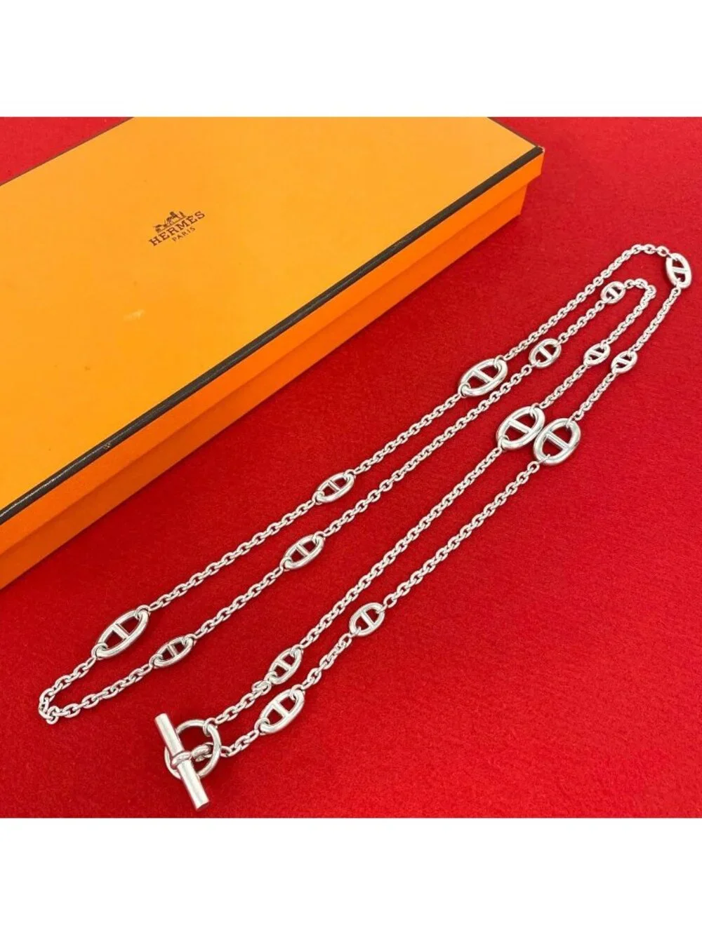 Hermes Chaine D'ancre Farandole Necklace 925 Sterling Silver